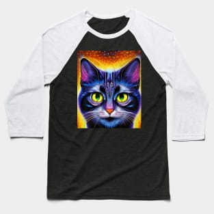 Kosmic Kitty (5) - Trippy Psychedelic Cat Baseball T-Shirt